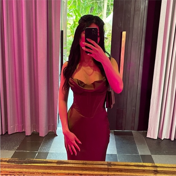 HOUSE OF CB  'Charmaine' Chocolate Corset Maxi Dress brown NWOT size M - Picture 13 of 16